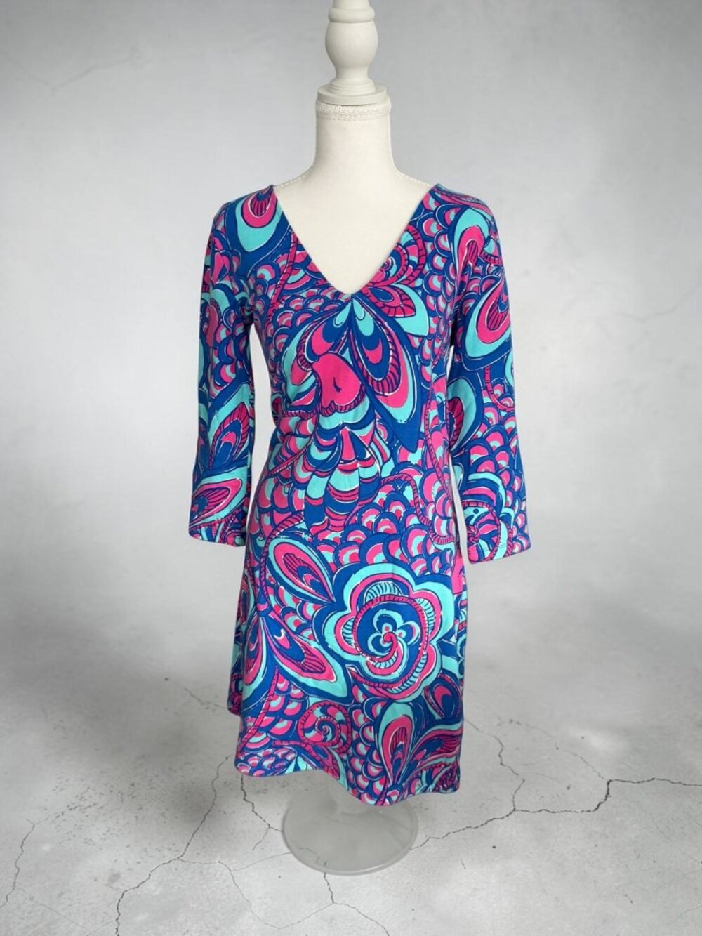 LILLY PULITZER Pink Purple Swirl 3/4 Sleeve Dress Size Small